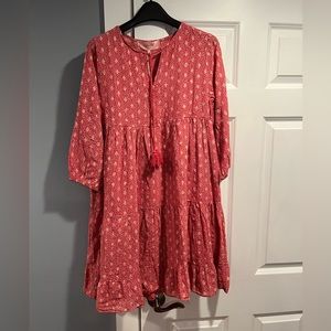 Sundance Scandal red and gold tiered dress size small